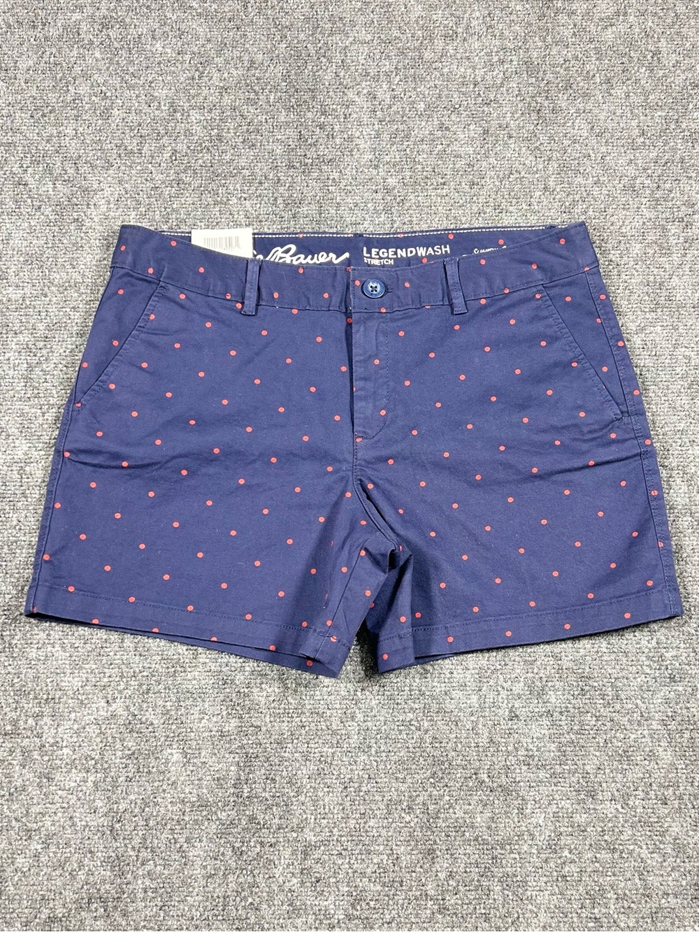 Eddie Bauer NWT Navy Red polkadot med rise shorts Ledgendwash stretch women’s 8